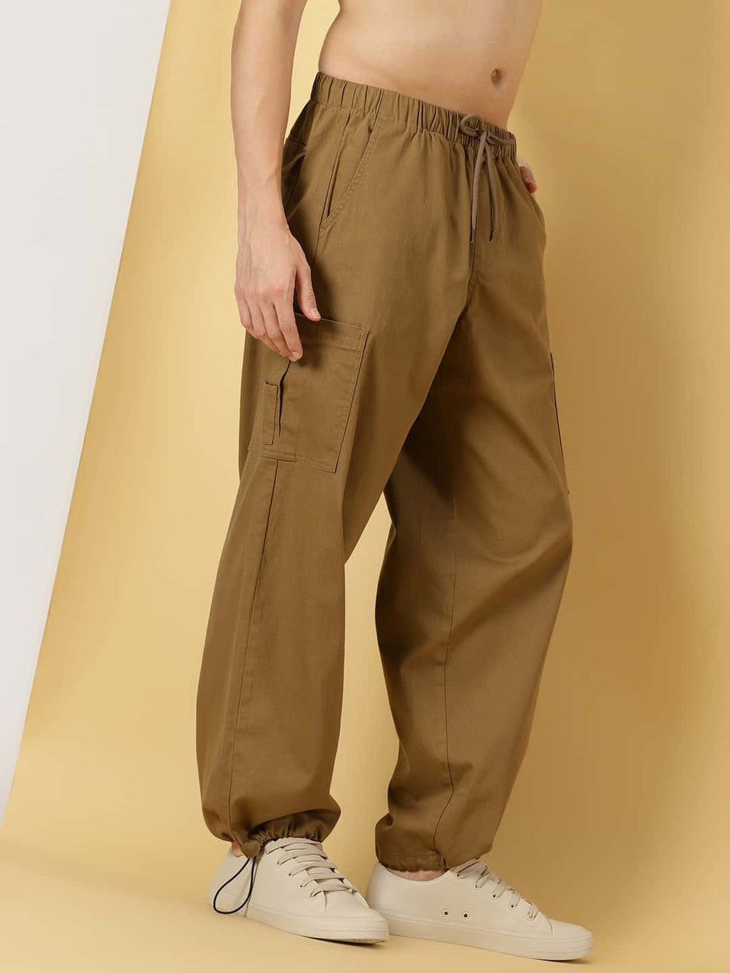 Thomas Scott Men Parachute Loose Fit Mid Rise Pure Cotton Cargo-Style Trousers