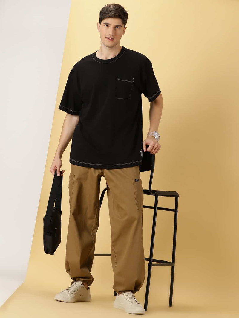Thomas Scott Men Parachute Loose Fit Mid Rise Pure Cotton Cargo-Style Trousers