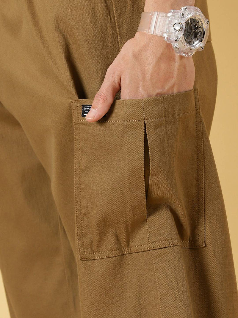 Thomas Scott Men Parachute Loose Fit Mid Rise Pure Cotton Cargo-Style Trousers