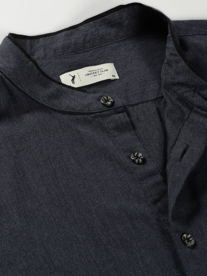 Thomas Scott Men Classic Slim Fit Cotton Opaque Casual Shirt