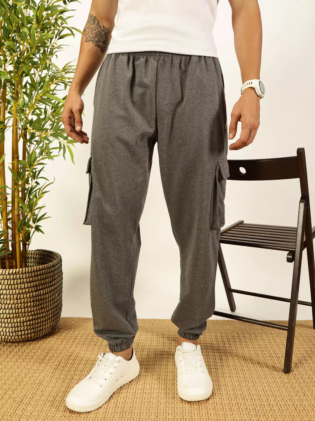 Thomas Scott Men Relaxed Fit Mid Rise Cargo Joggers