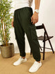 Kombu Green Printed Relaxed Fit Mid Rise Cargo Joggers For Men