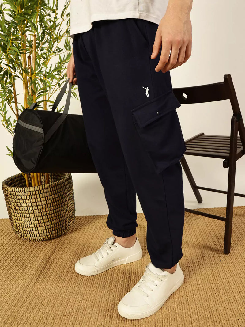 Thomas Scott Men Solid Printed Relaxed Fit Mid-Rise Cargo Joggers