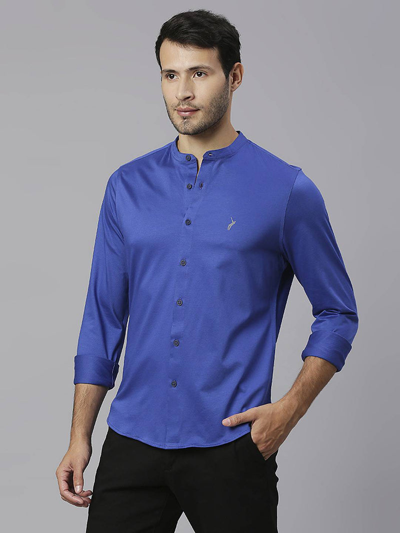 Thomas Scott Men Band Collar Classic Slim Fit Casual Shirt