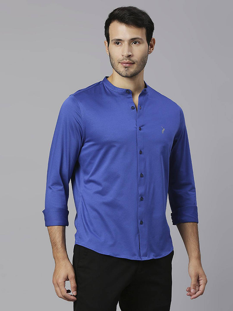 Thomas Scott Men Band Collar Classic Slim Fit Casual Shirt
