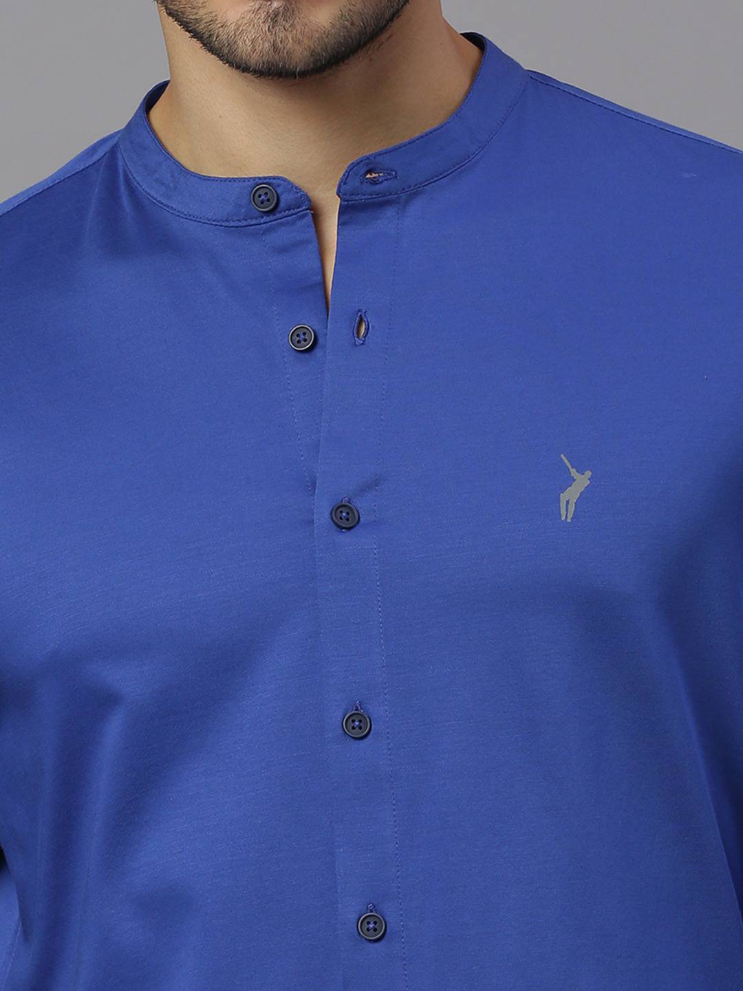 Thomas Scott Men Band Collar Classic Slim Fit Casual Shirt