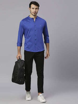 Thomas Scott Men Band Collar Classic Slim Fit Casual Shirt
