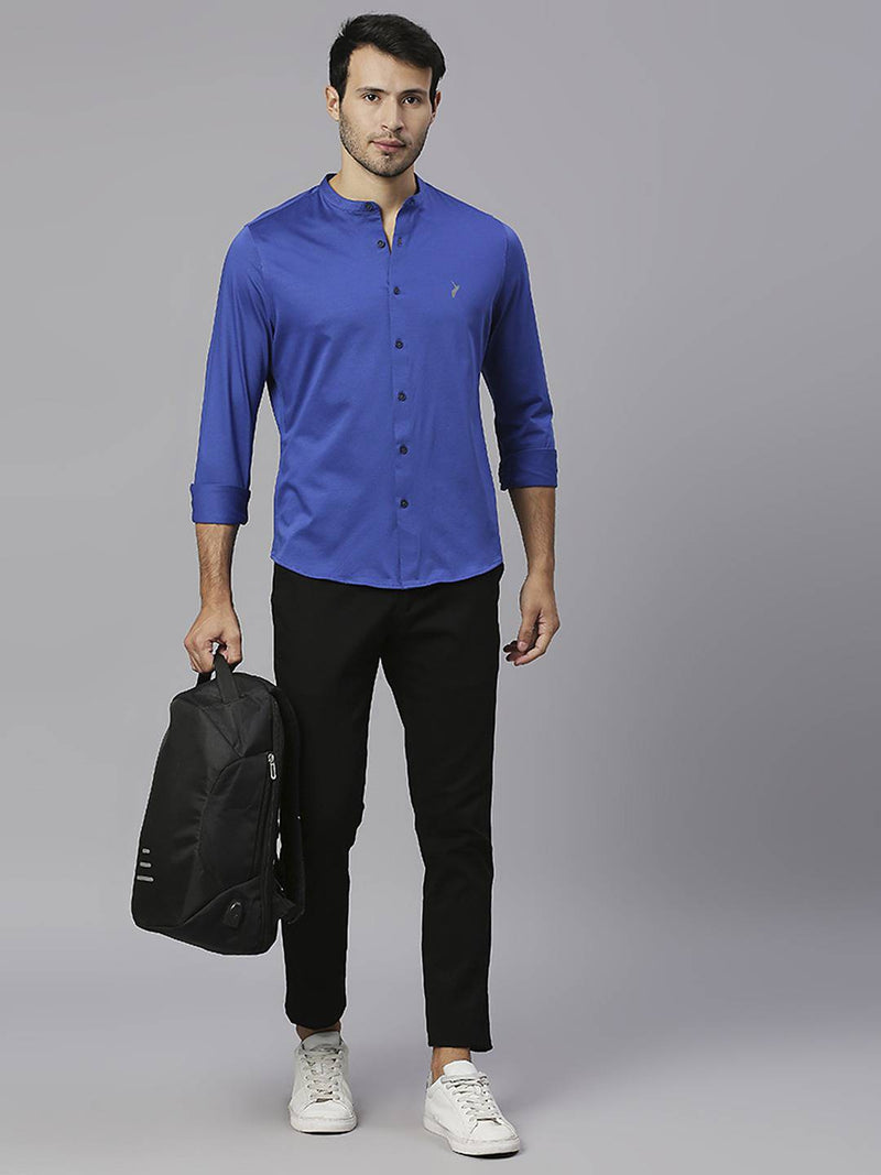 Thomas Scott Men Band Collar Classic Slim Fit Casual Shirt