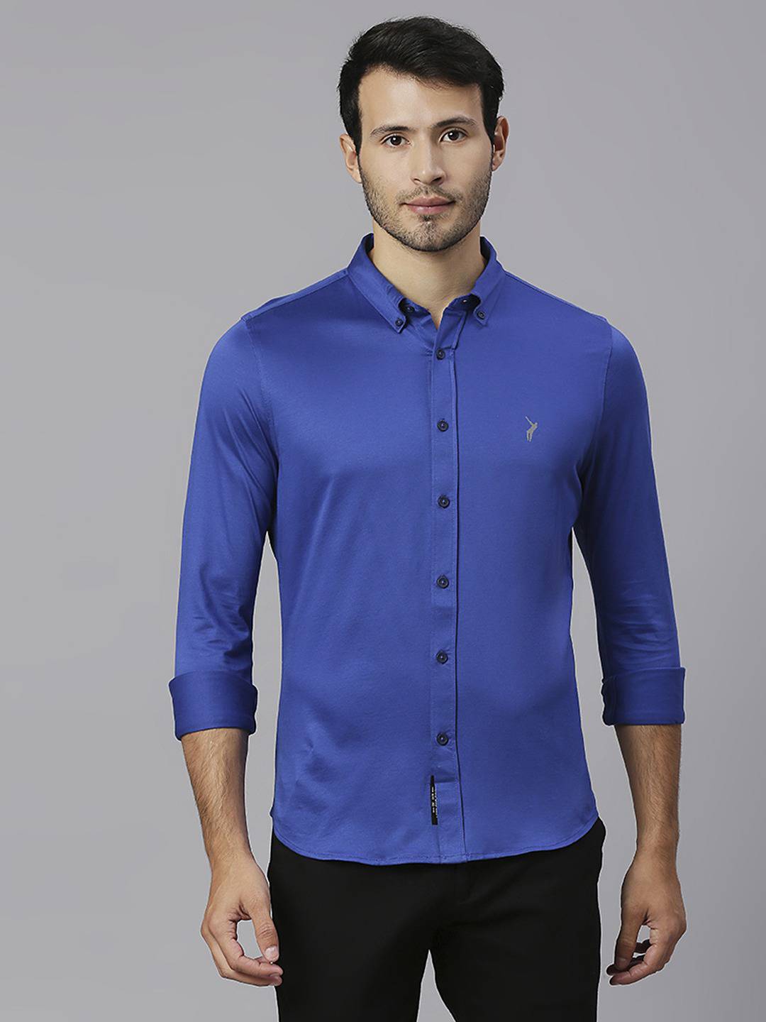 Thomas Scott Men Classic Button Down Collar Slim Fit Cotton Casual Shirt