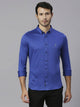 Royal Blue Classic Button Down Collar Slim Fit Cotton Casual Shirt For Men