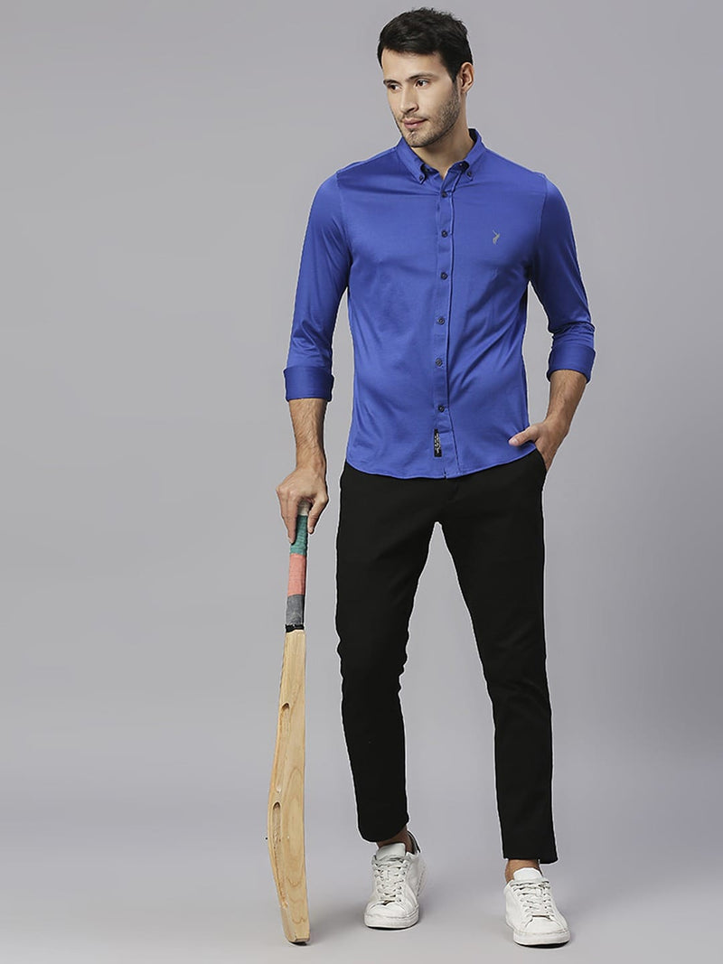 Thomas Scott Men Classic Button Down Collar Slim Fit Cotton Casual Shirt