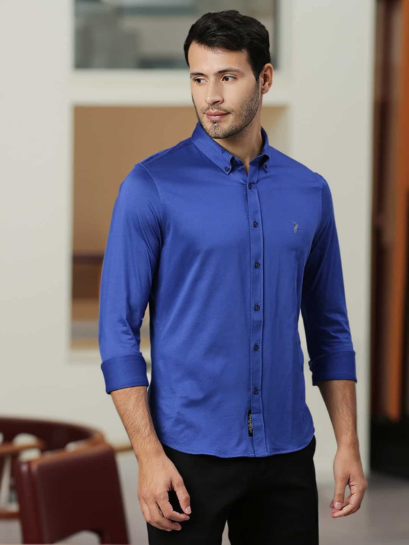 Thomas Scott Men Classic Button Down Collar Slim Fit Cotton Casual Shirt