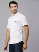 Thomas Scott Men White Cricket Club Collection Slim Fit Classic 4 Way Stretch Spread Collar Solid Knitted Casual Shirt Casual Shirt
