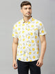 Beige Classic Short Sleeves Slim Fit Spread Collar Conversational Printed Cotton Casual Shirt For Men