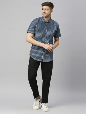 Thomas Scott Men Classic Slim Fit Checked Pure Cotton Casual Shirt