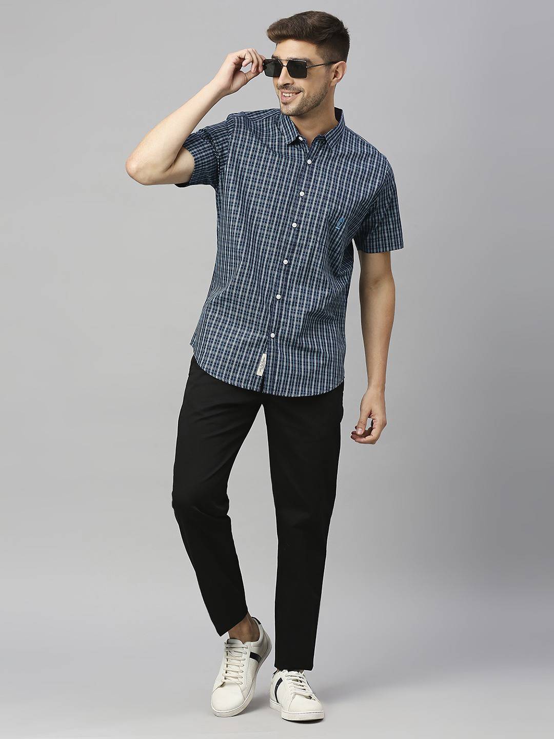Thomas Scott Men Classic Slim Fit Checked Pure Cotton Casual Shirt