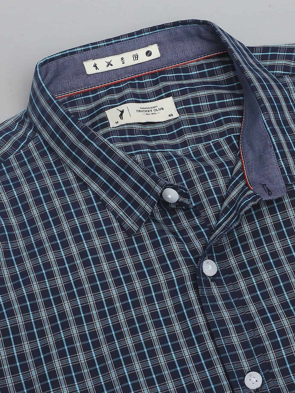 Thomas Scott Men Classic Slim Fit Checked Pure Cotton Casual Shirt