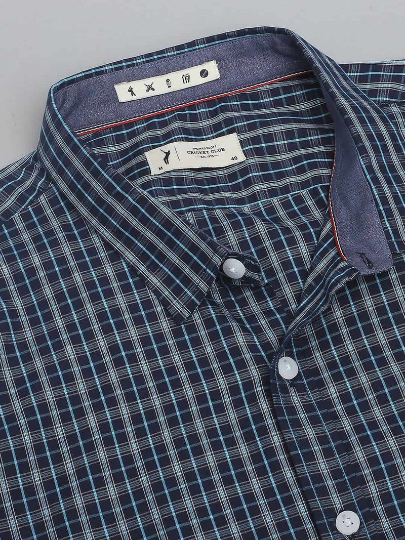 Thomas Scott Men Classic Slim Fit Checked Pure Cotton Casual Shirt
