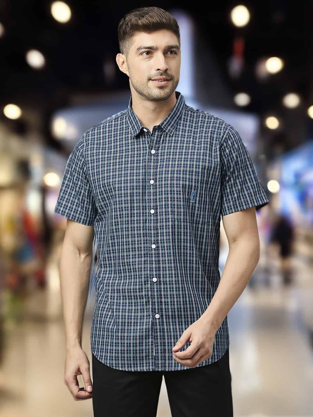Thomas Scott Men Classic Slim Fit Checked Pure Cotton Casual Shirt