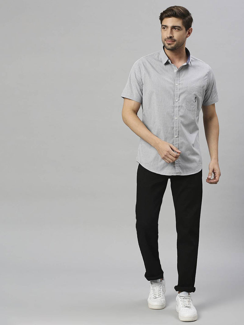 Thomas Scott Men Classic Slim Fit Checked Pure Cotton Casual Shirt