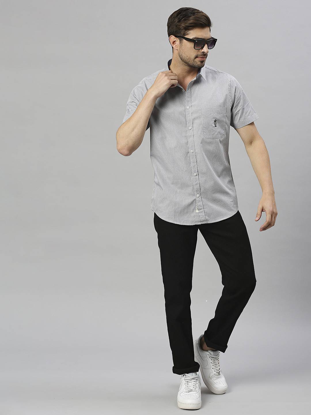 Thomas Scott Men Classic Slim Fit Checked Pure Cotton Casual Shirt
