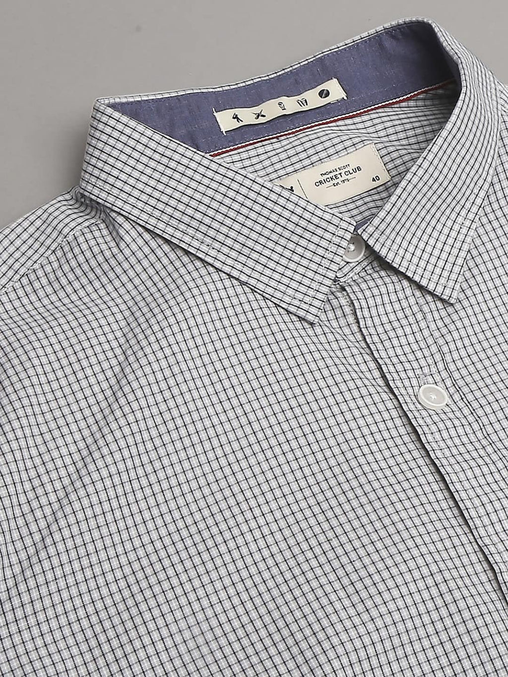 Thomas Scott Men Classic Slim Fit Checked Pure Cotton Casual Shirt