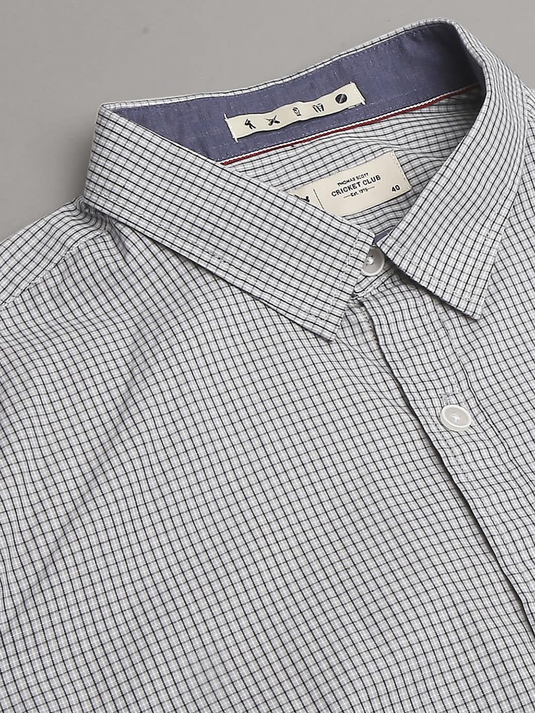 Thomas Scott Men Classic Slim Fit Checked Pure Cotton Casual Shirt