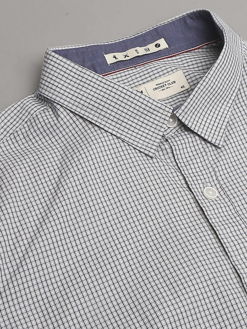 Thomas Scott Men Classic Slim Fit Checked Pure Cotton Casual Shirt