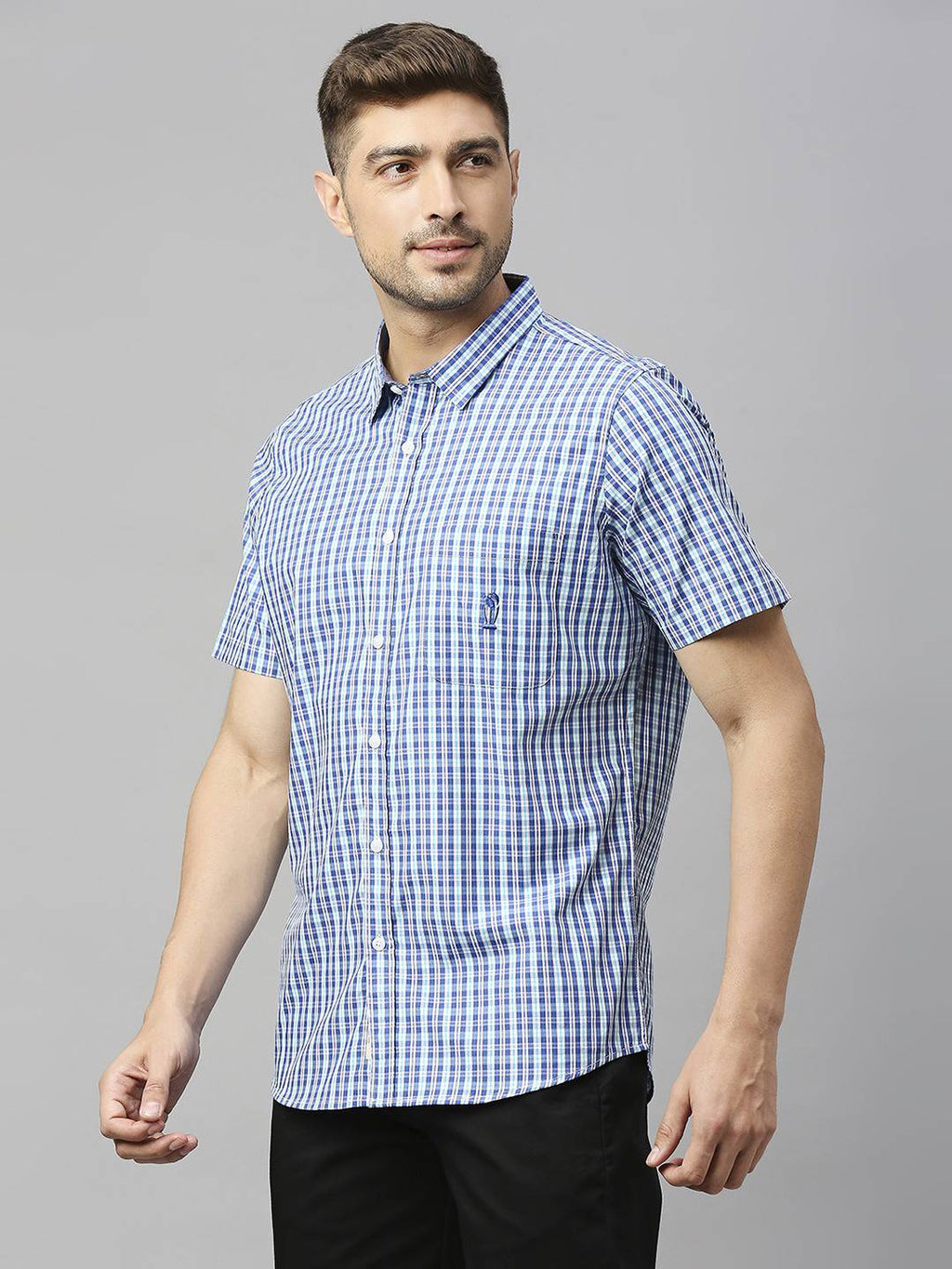 Thomas Scott Men Classic Slim Fit Gingham Checks Pure Cotton Casual Shirt