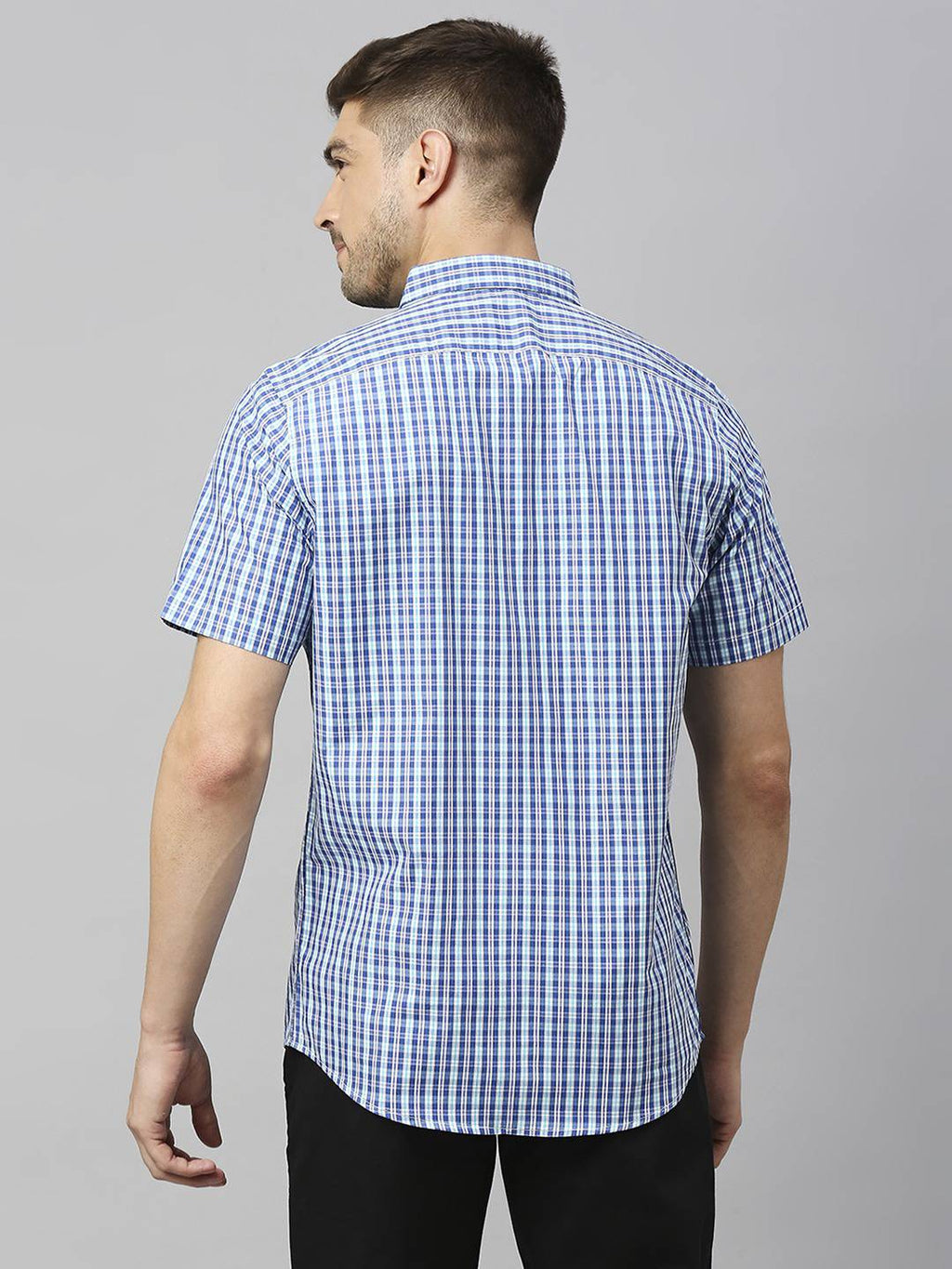 Thomas Scott Men Classic Slim Fit Gingham Checks Pure Cotton Casual Shirt
