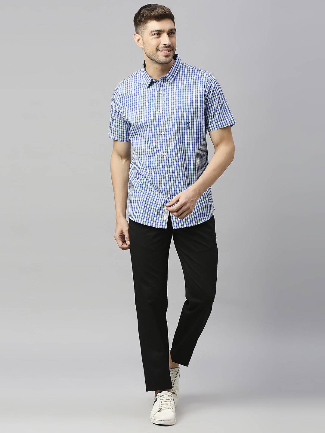 Thomas Scott Men Classic Slim Fit Gingham Checks Pure Cotton Casual Shirt