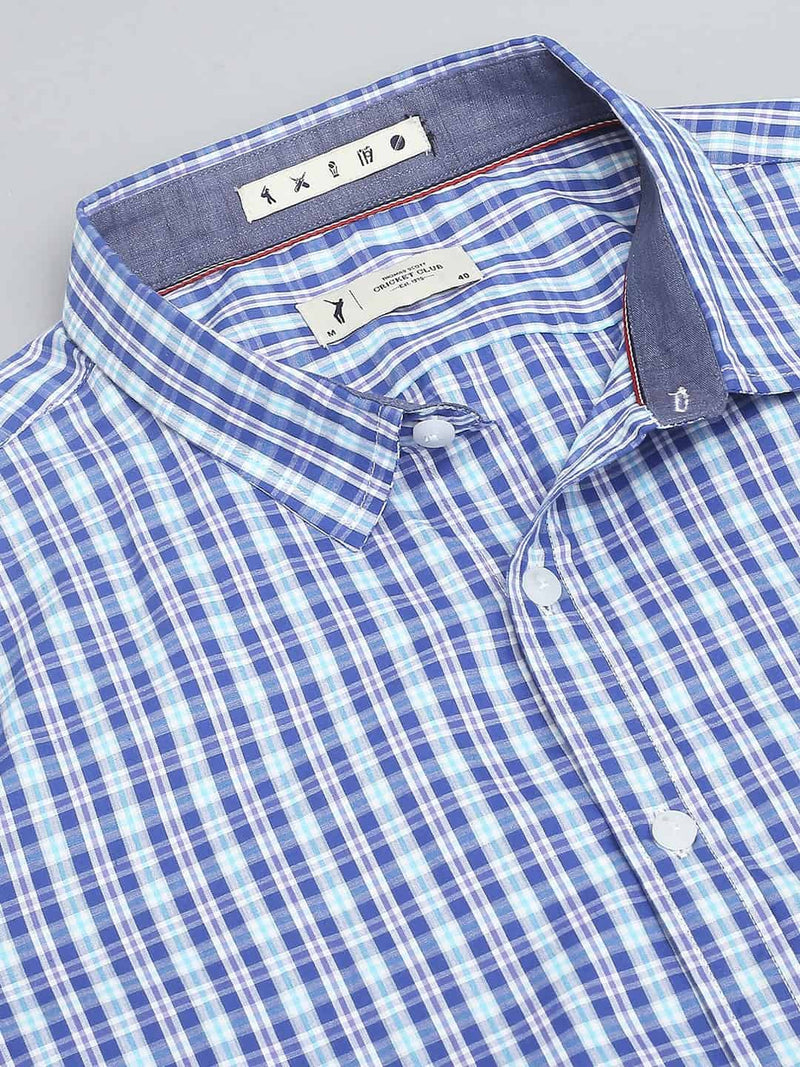 Thomas Scott Men Classic Slim Fit Gingham Checks Pure Cotton Casual Shirt