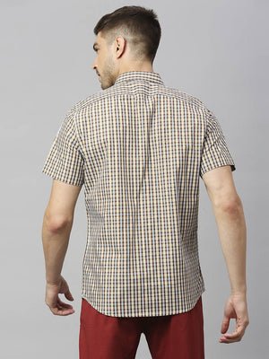 Thomas Scott Men Classic Slim Fit Gingham Checks Casual Pure Cotton Shirt