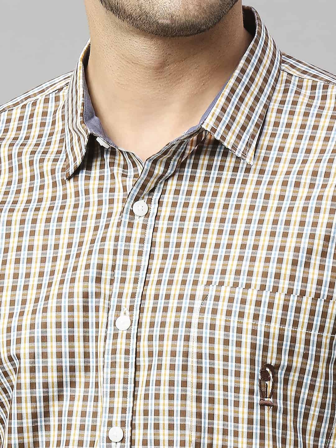 Thomas Scott Men Classic Slim Fit Gingham Checks Casual Pure Cotton Shirt
