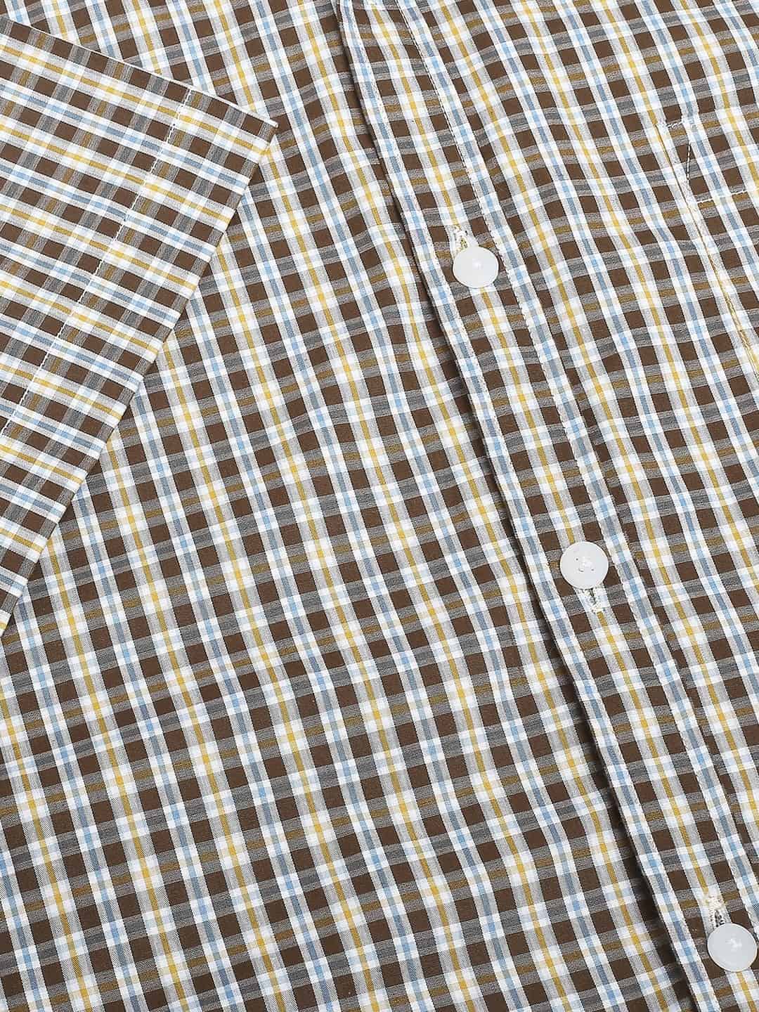 Thomas Scott Men Classic Slim Fit Gingham Checks Casual Pure Cotton Shirt