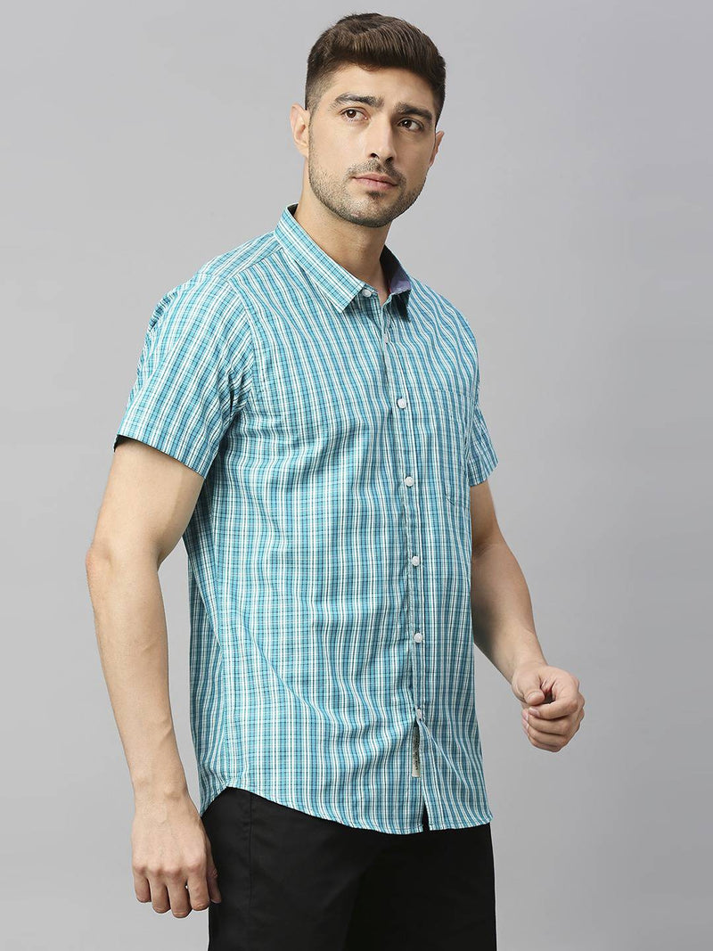 Thomas Scott Men Classic Slim Fit Gingham Checked Casual Pure Cotton Shirt