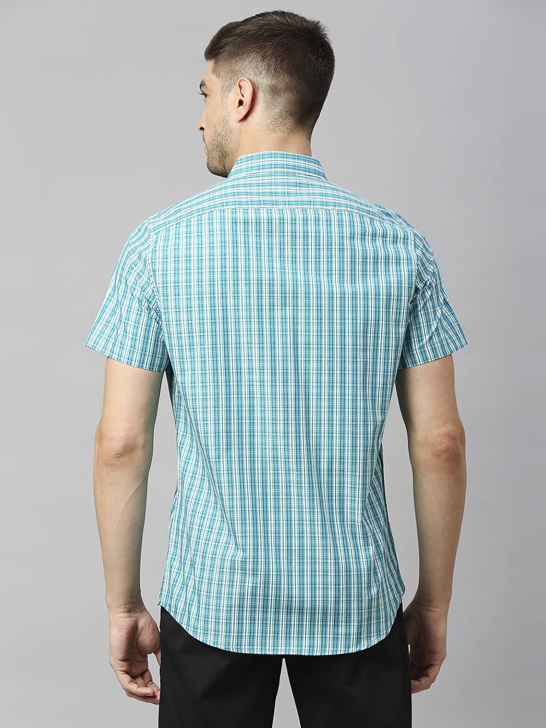 Thomas Scott Men Classic Slim Fit Gingham Checked Casual Pure Cotton Shirt
