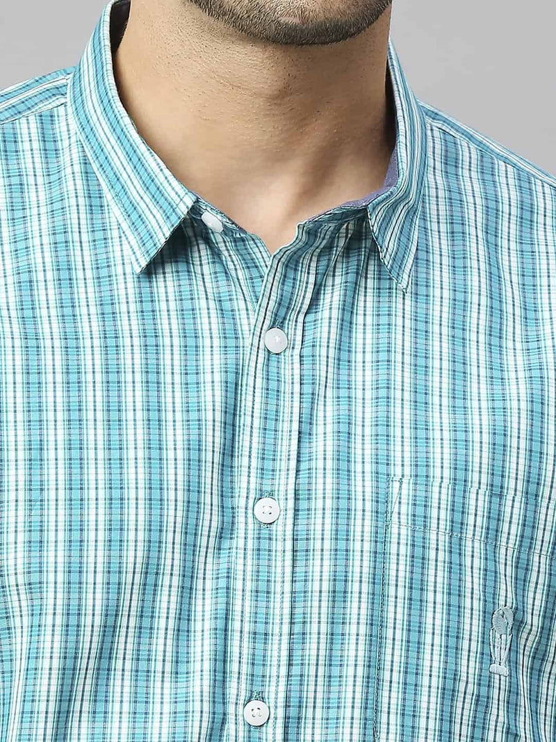 Thomas Scott Men Classic Slim Fit Gingham Checked Casual Pure Cotton Shirt