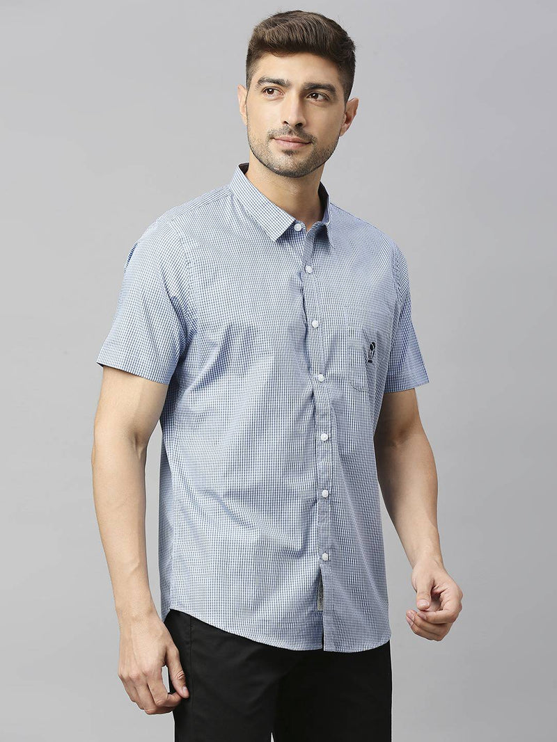 Thomas Scott Men Classic Slim Fit Micro Checks Pure Cotton Casual Shirt
