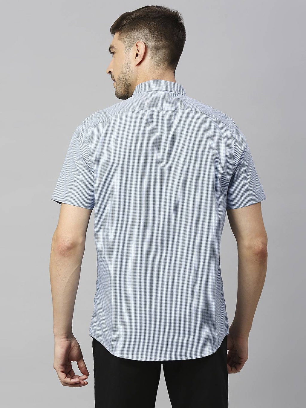 Thomas Scott Men Classic Slim Fit Micro Checks Pure Cotton Casual Shirt