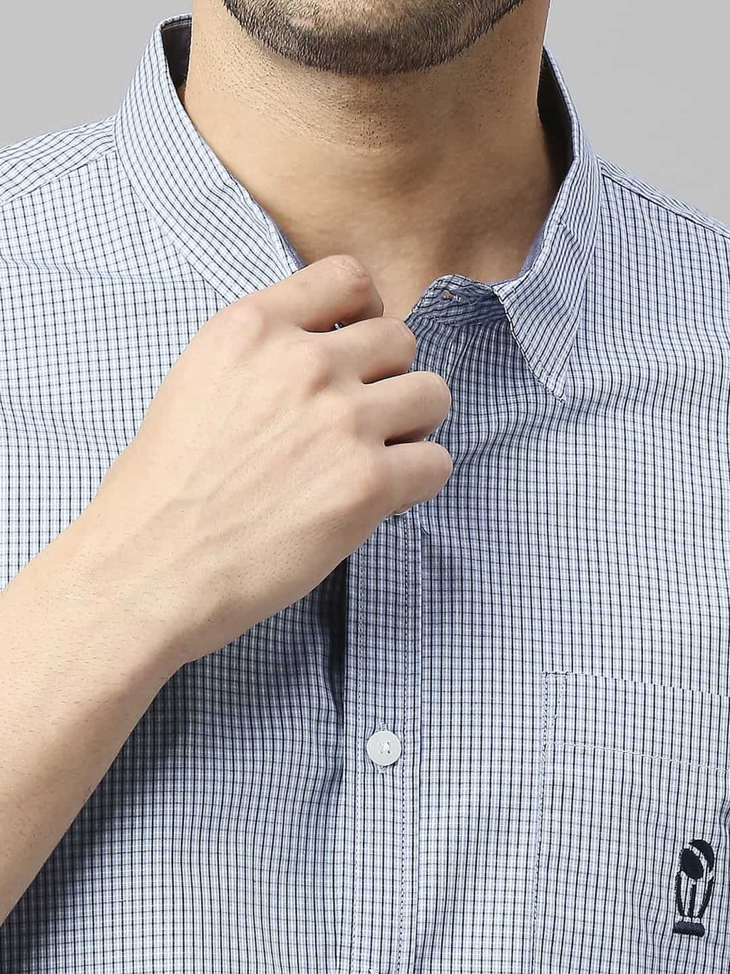 Thomas Scott Men Classic Slim Fit Micro Checks Pure Cotton Casual Shirt