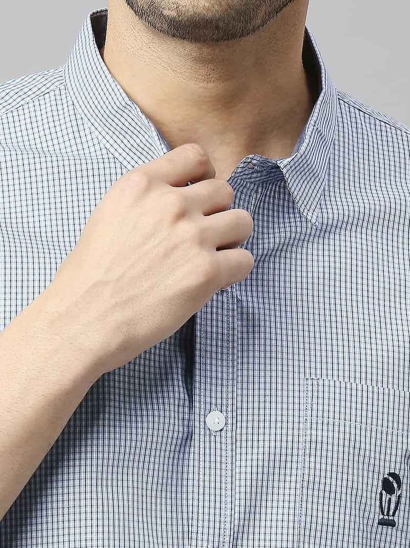 Thomas Scott Men Classic Slim Fit Micro Checks Pure Cotton Casual Shirt