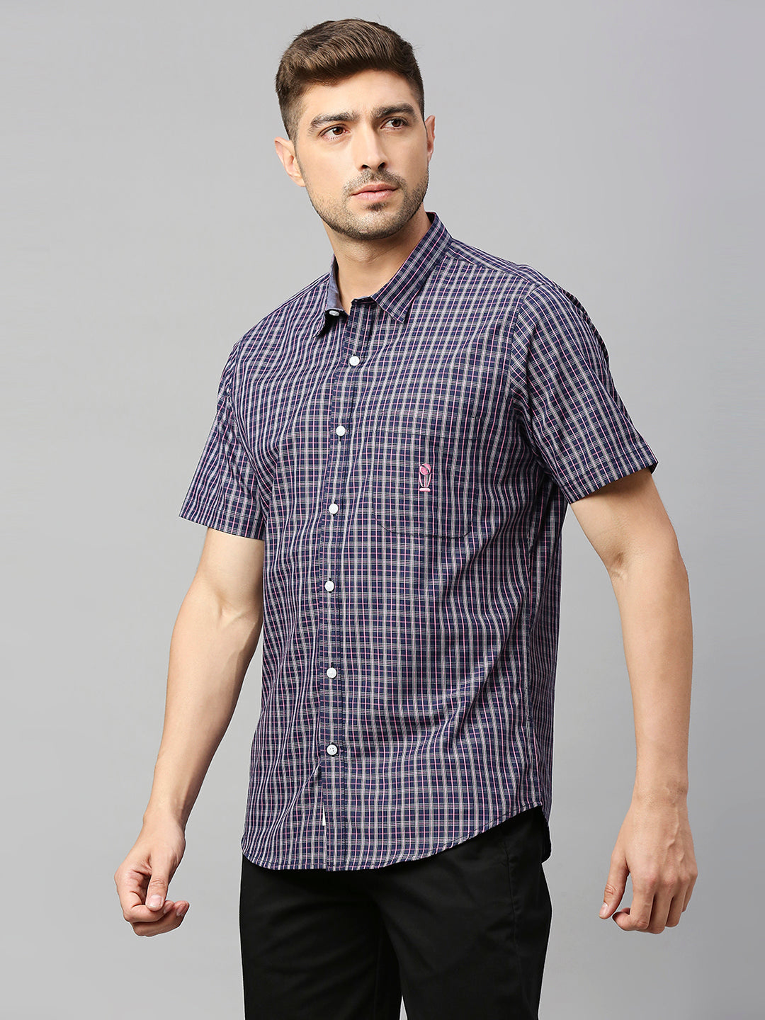 Thomas Scott Men Classic Slim Fit Checked Pure Cotton Casual Shirt