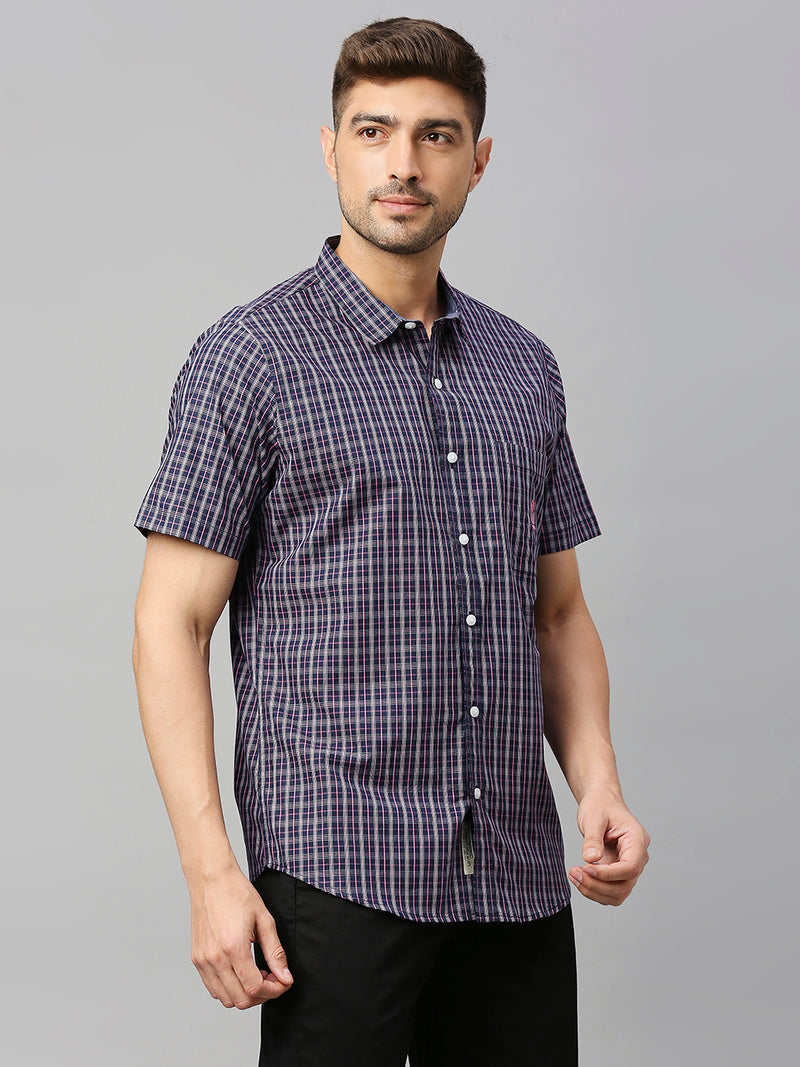 Thomas Scott Men Classic Slim Fit Checked Pure Cotton Casual Shirt