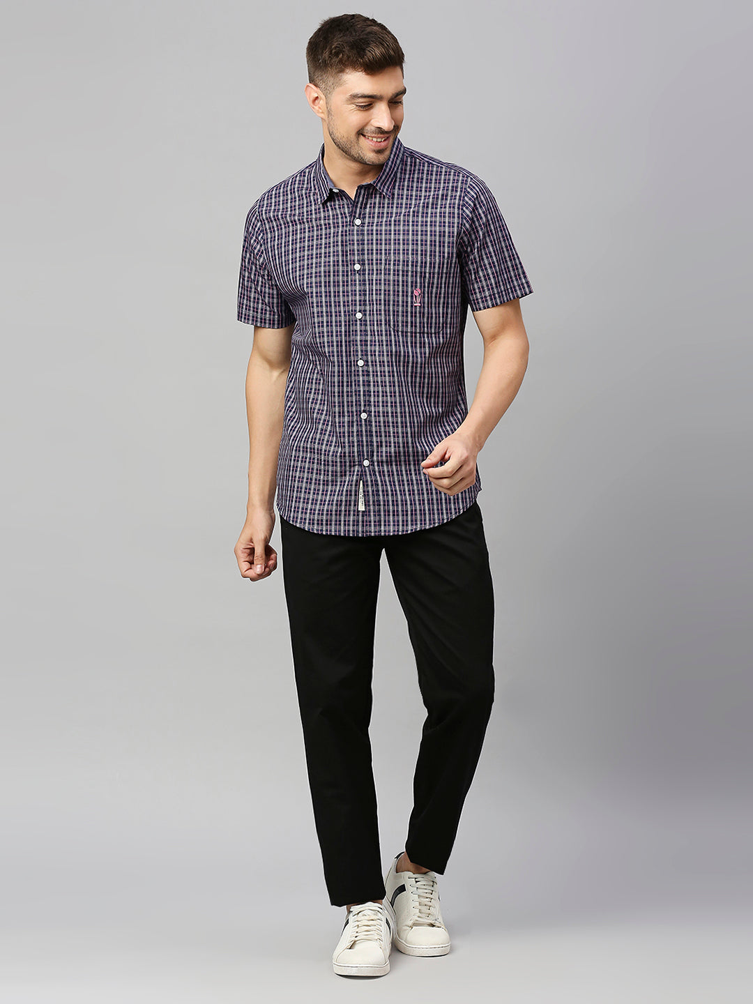 Thomas Scott Men Classic Slim Fit Checked Pure Cotton Casual Shirt