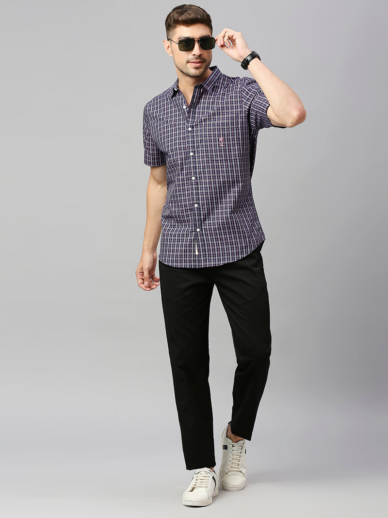 Thomas Scott Men Classic Slim Fit Checked Pure Cotton Casual Shirt