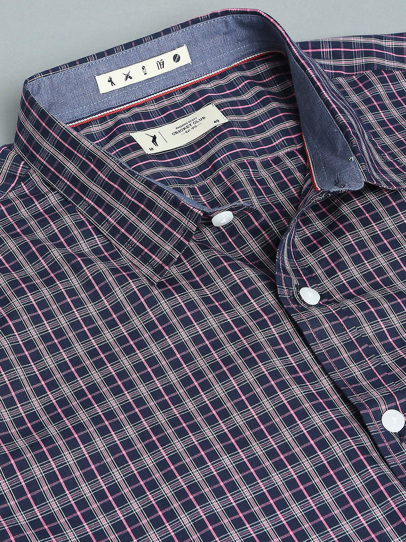 Thomas Scott Men Classic Slim Fit Checked Pure Cotton Casual Shirt