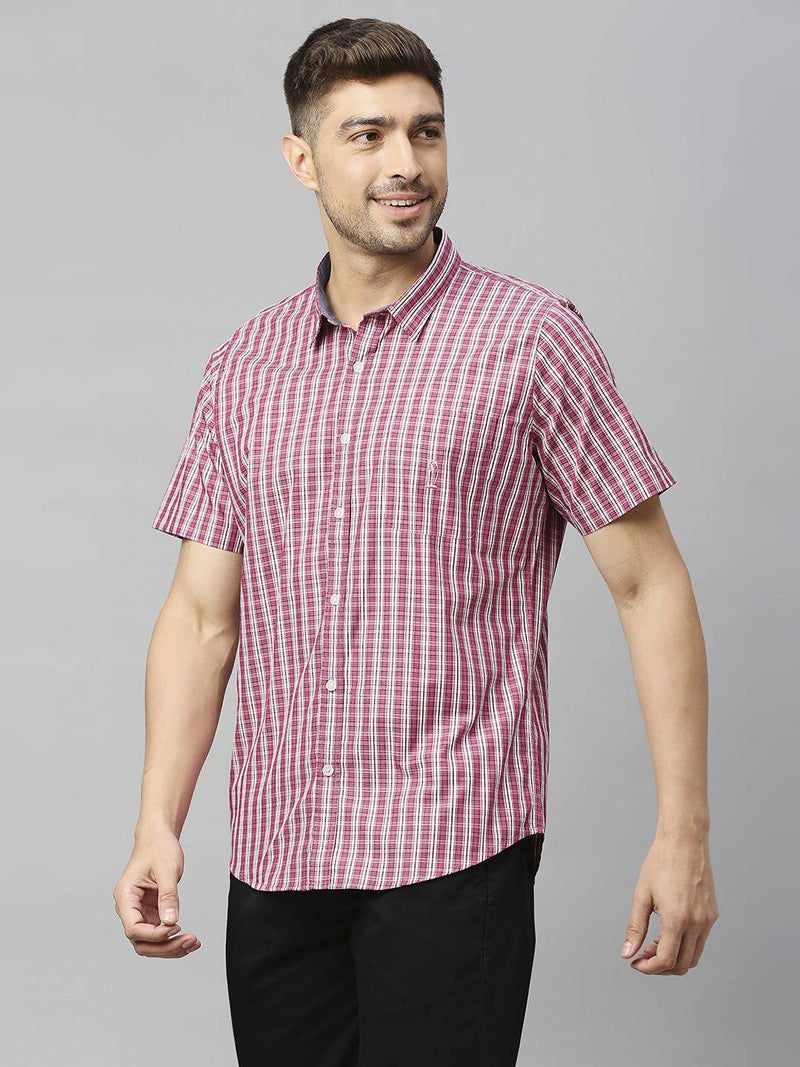 Thomas Scott Men Classic Slim Fit Checked Casual Pure Cotton Shirt