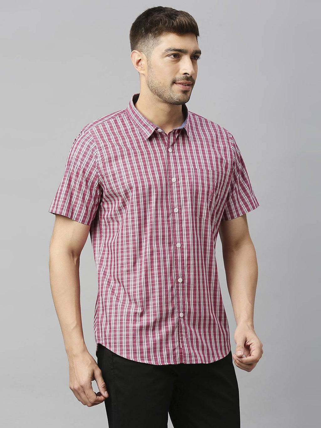 Thomas Scott Men Classic Slim Fit Checked Casual Pure Cotton Shirt