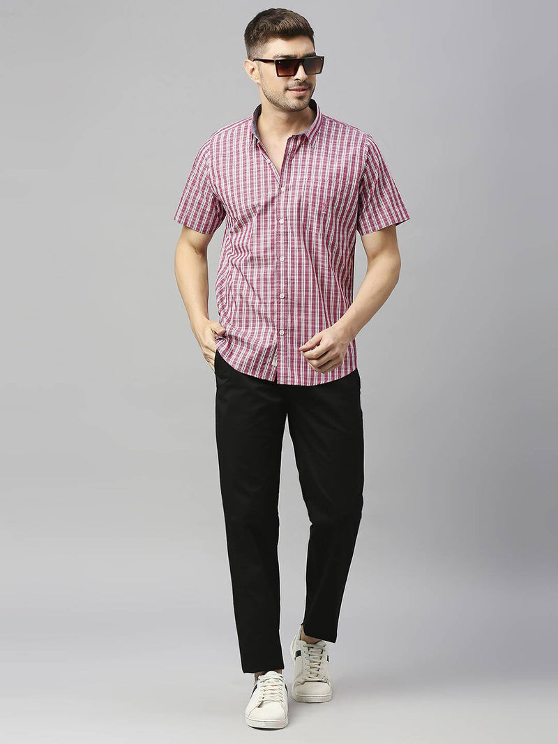Thomas Scott Men Classic Slim Fit Checked Casual Pure Cotton Shirt